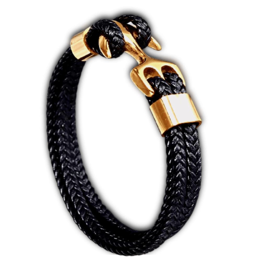 Gold Leather Anchor Bracelet