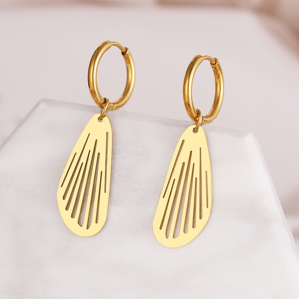 Gold Shell Hoop Earrings