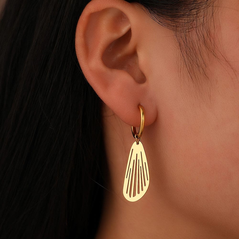 Gold Shell Hoop Earrings