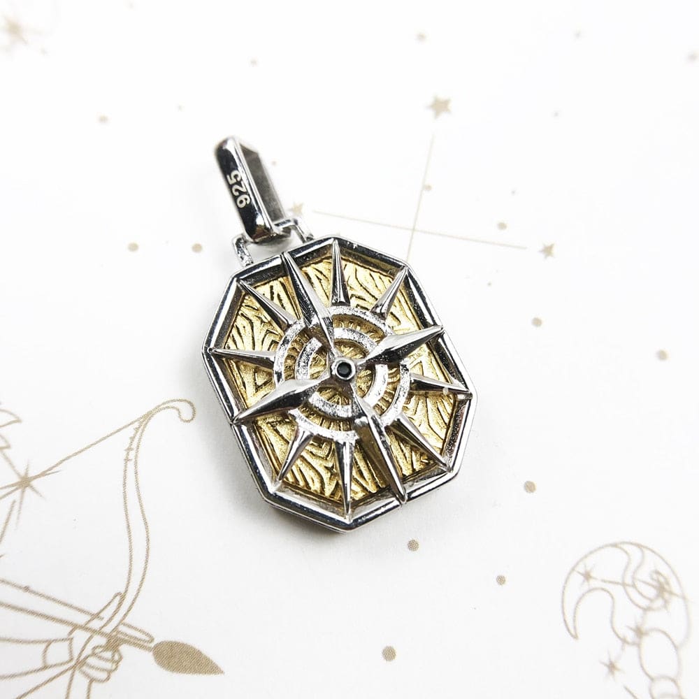 Gold Silver Compass Necklace Pendant