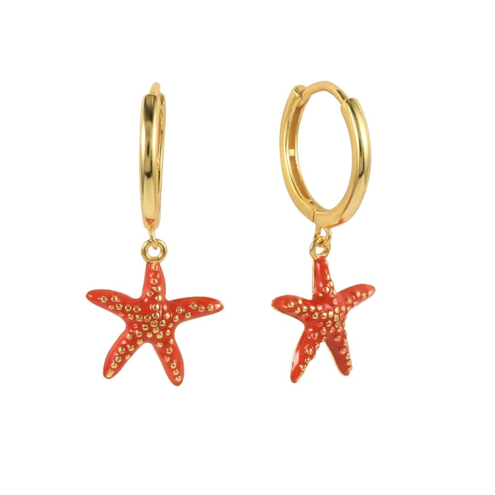 Gold Starfish Drop Earrings