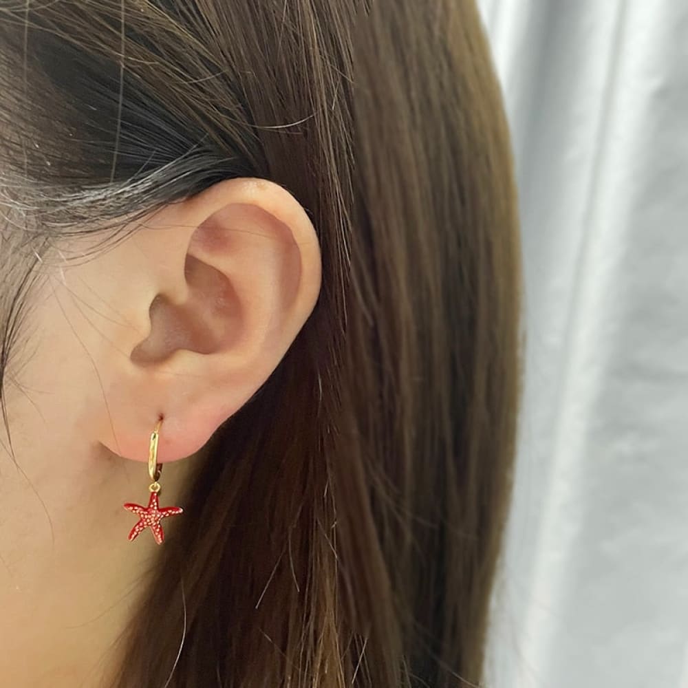 Gold Starfish Drop Earrings