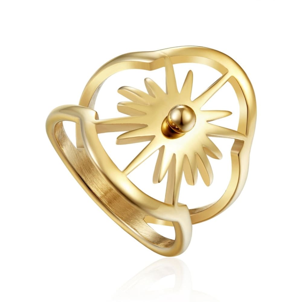Gold Sun Compass Ring