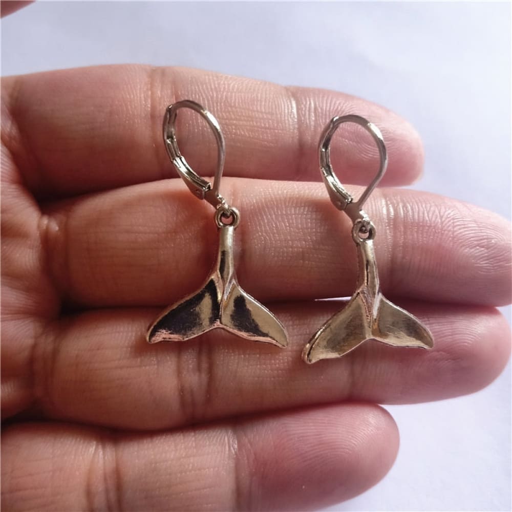 Gold Tail Whale Earrings