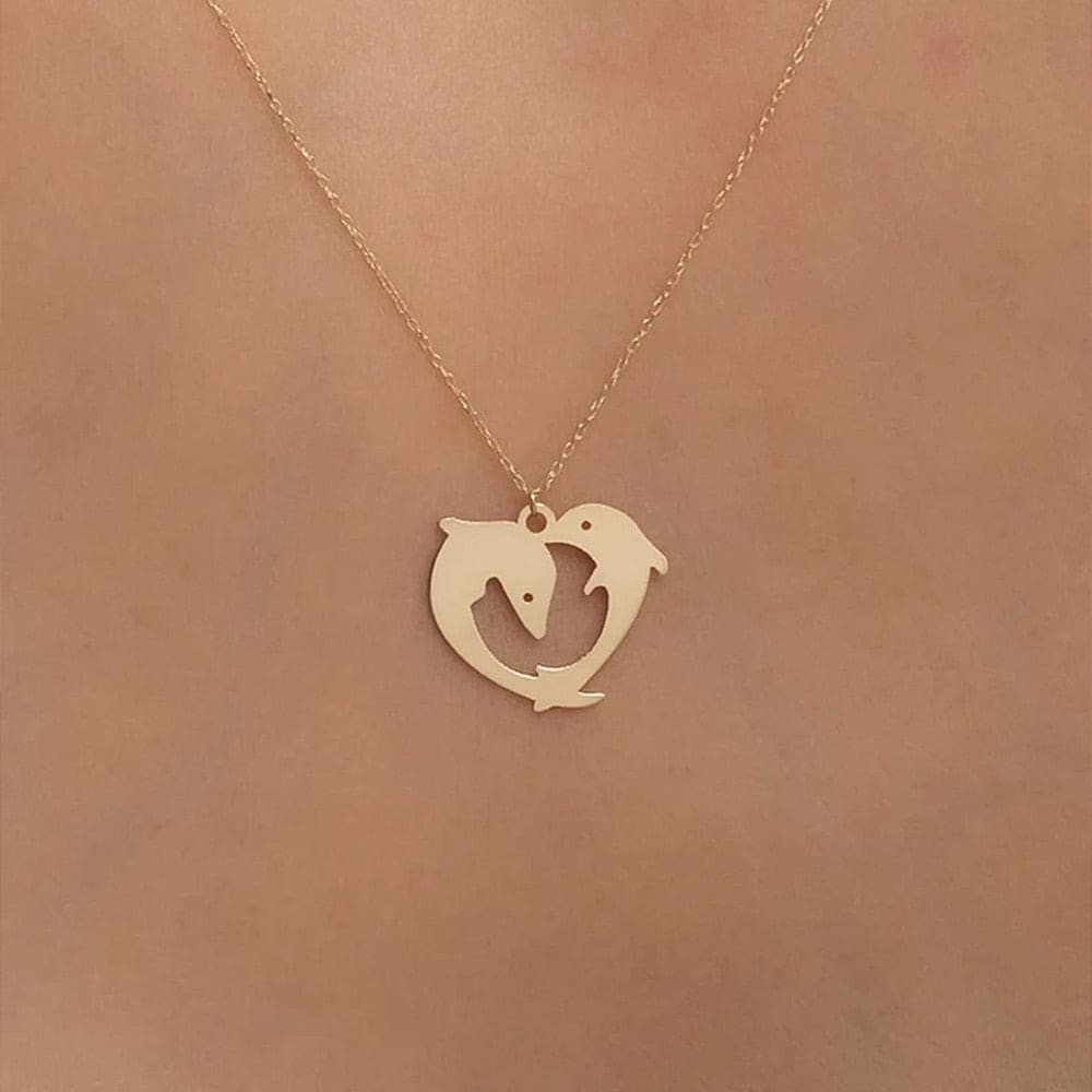 Heart Couple Dolphin Necklace
