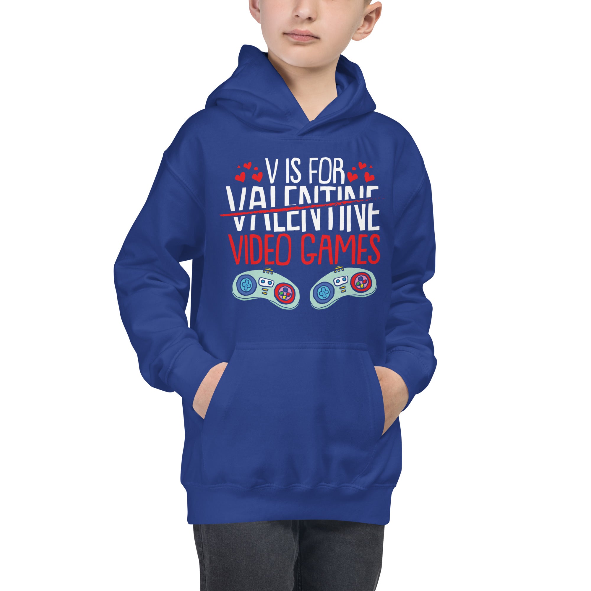 V is for Video Games, Video Game Valentine Shirt, Boys Valentine Hoodie, Kids Valentines Day Gift, Kids Gaming Shirt, Kids Valentine Hoodie - Madeinsea©