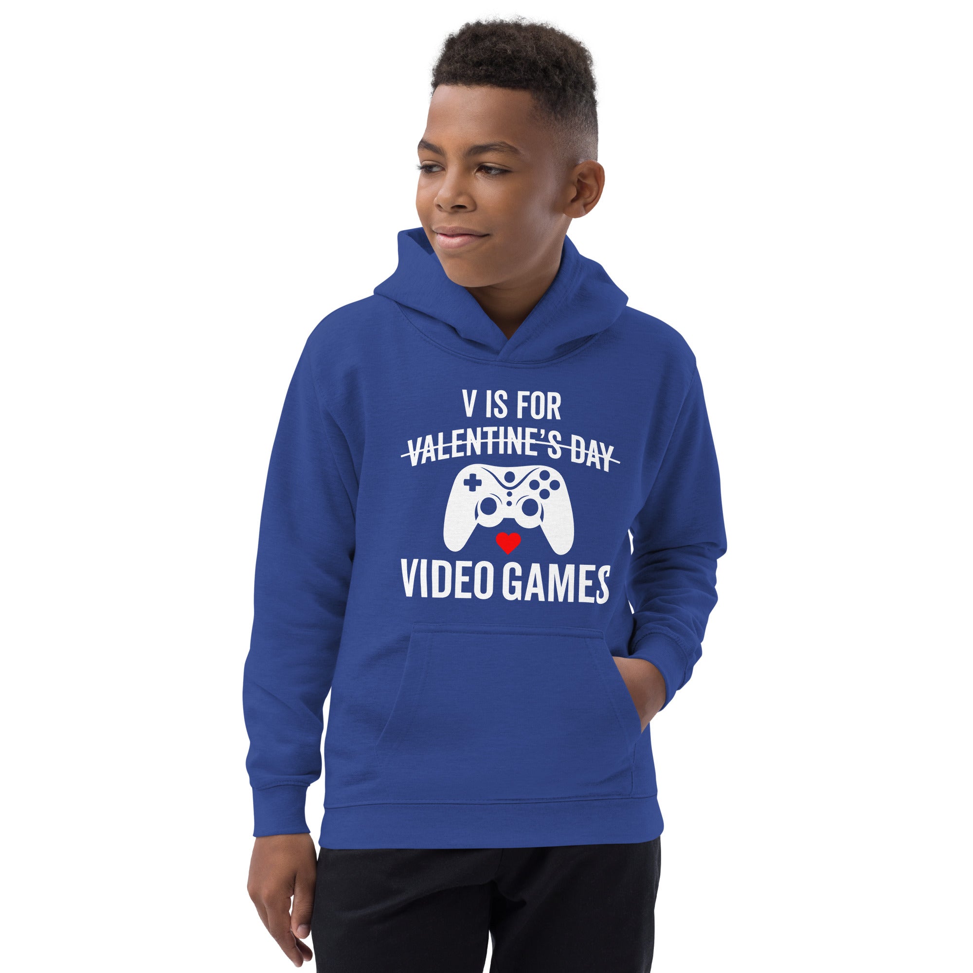 V is for Video Games, Video Game Kids Hoodie, Kids Valentine Shirt, Boys Valentines Day Hoodie, Kids Valentine Day Gifts, Kids Valentines - Madeinsea©