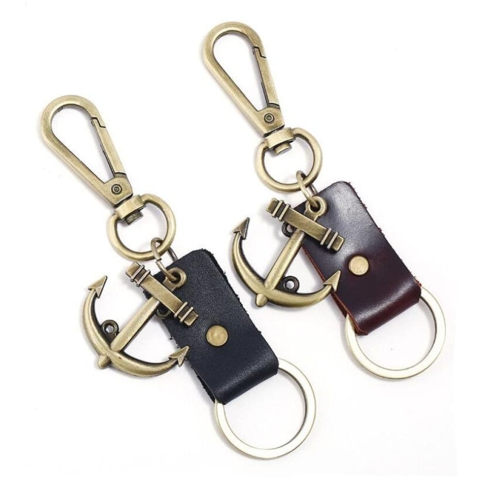 Leather Anchor Keychain
