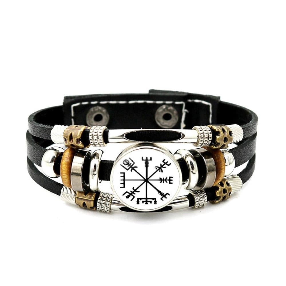 Leather Celtic Viking Compass Bracelet
