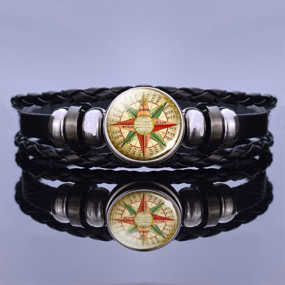 Leather Compass Bracelet