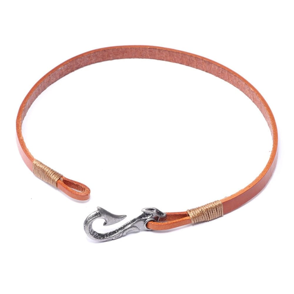 Leather Fish Hook Bracelet
