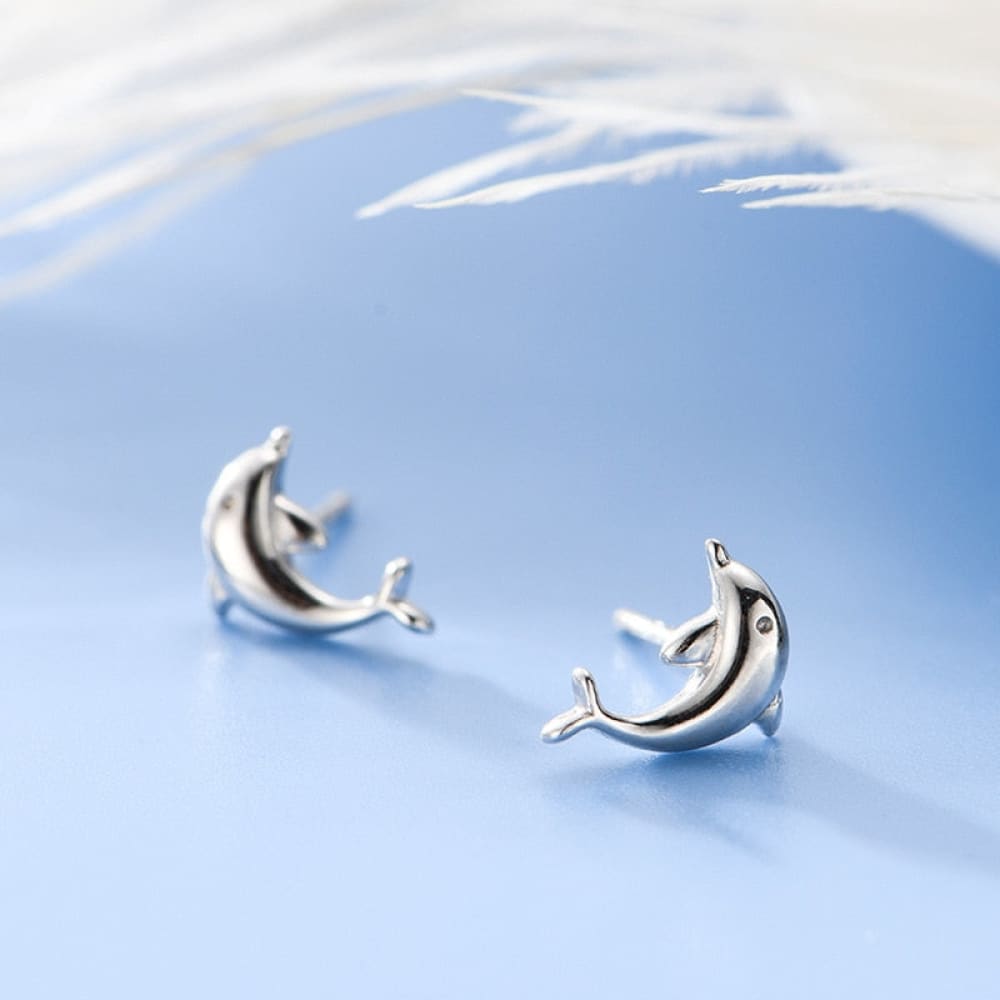 Light Dolphin Stud Earrings
