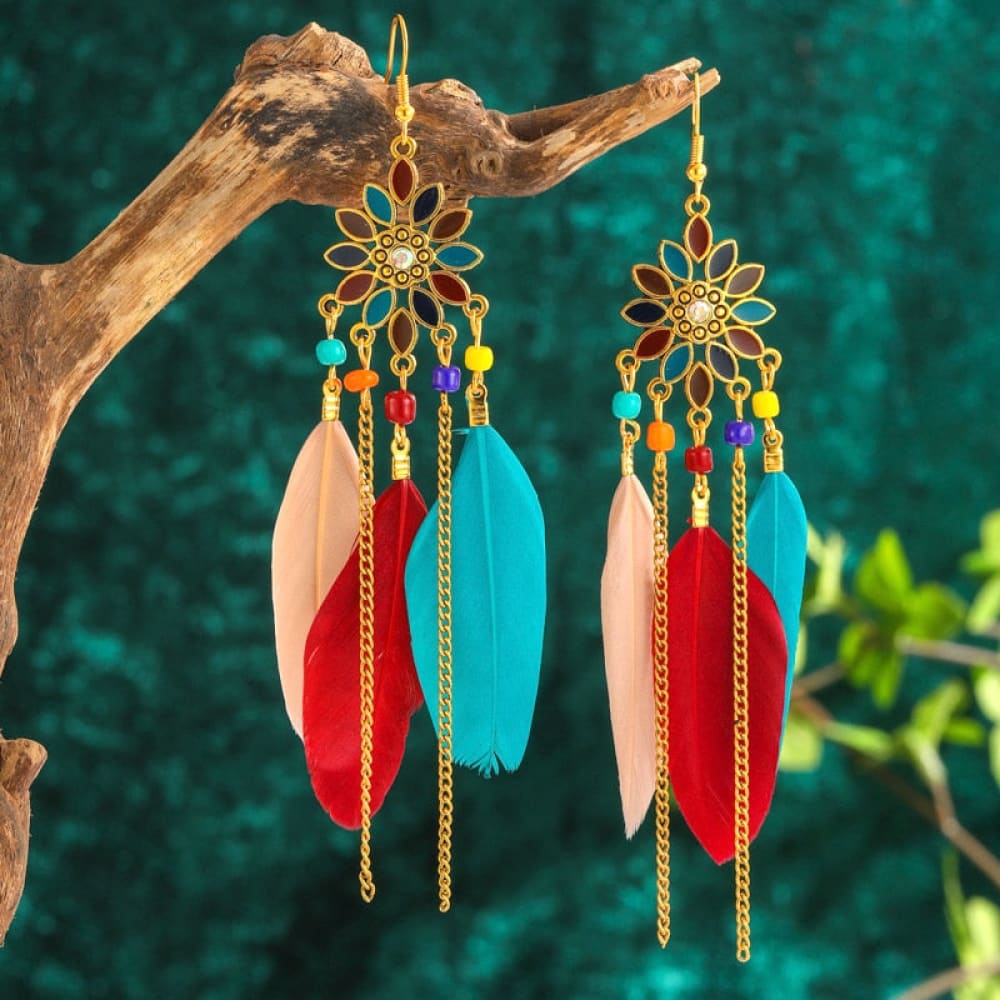 Long Beaded Beach Earrings