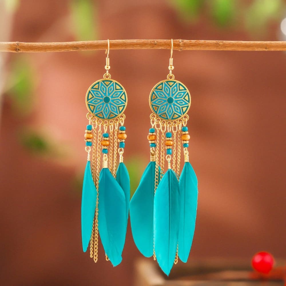 Long Beaded Beach Earrings