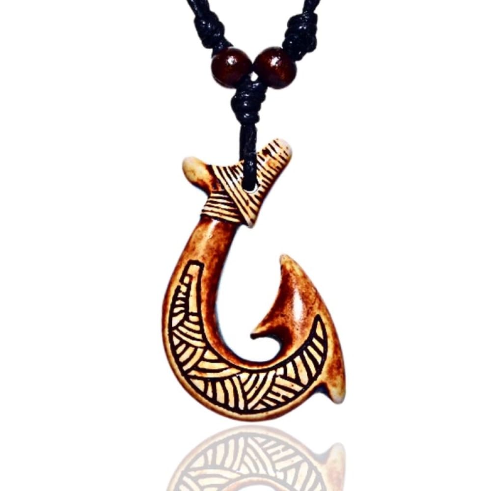 Hand Made Cow Bone Pendant Necklace from Indonesia - Traditional Fishing  Hook | NOVICA