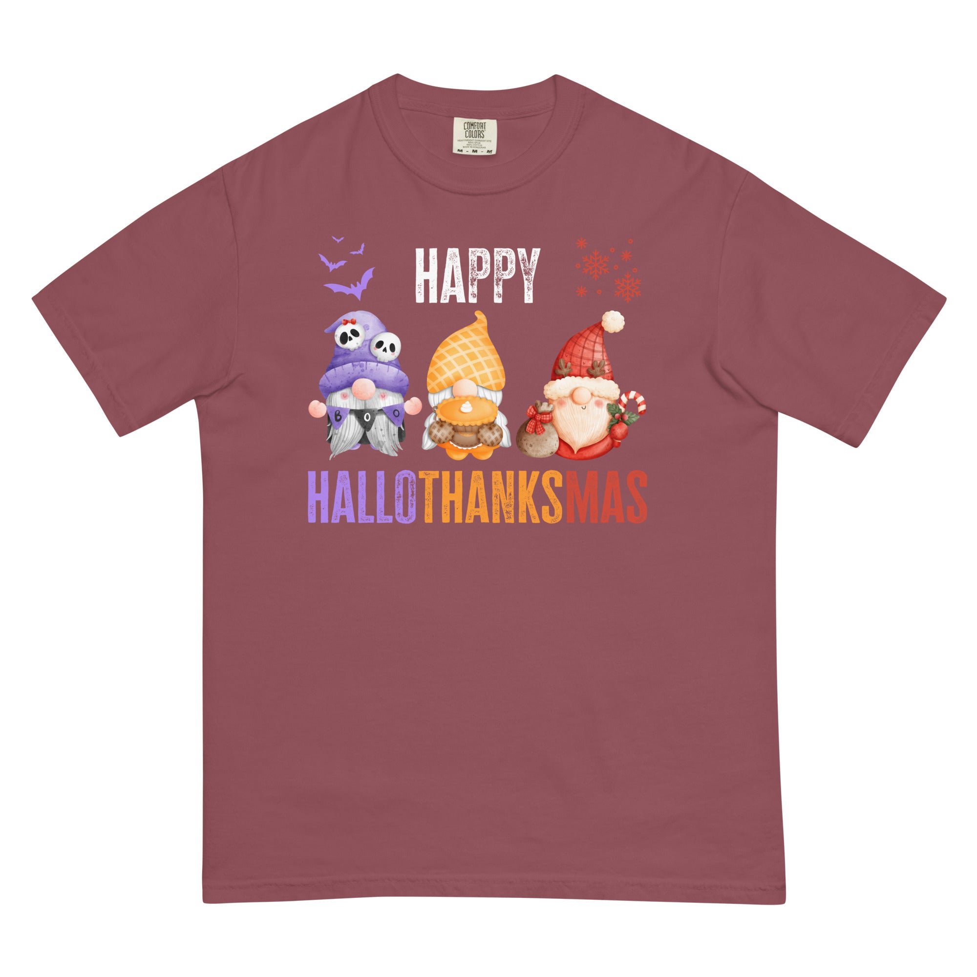 Happy HalloThanksMas Gnomes Shirt, Comfort Colors Halloween Tshirt, Halloween Thanksgiving Christmas Gifts, Thanksgiving Tee, Halloween Gift - Madeinsea©
