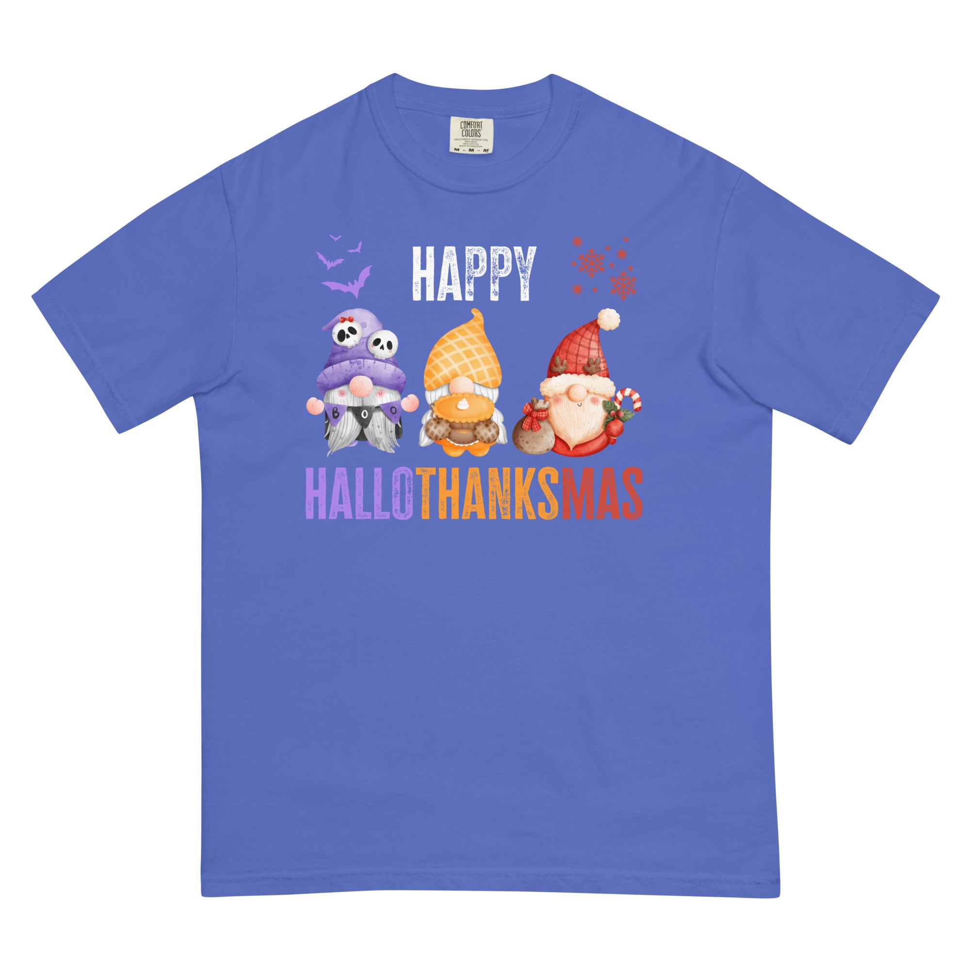 Happy HalloThanksMas Gnomes Shirt, Comfort Colors Halloween Tshirt, Halloween Thanksgiving Christmas Gifts, Thanksgiving Tee, Halloween Gift - Madeinsea©