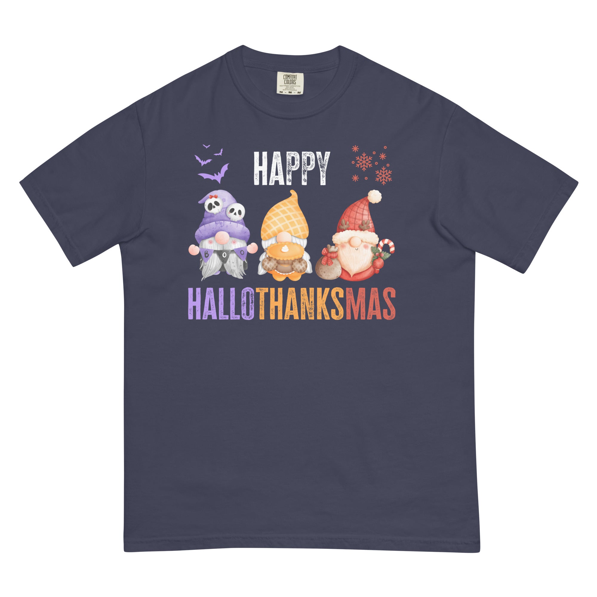 Happy HalloThanksMas Gnomes Shirt, Comfort Colors Halloween Tshirt, Halloween Thanksgiving Christmas Gifts, Thanksgiving Tee, Halloween Gift - Madeinsea©