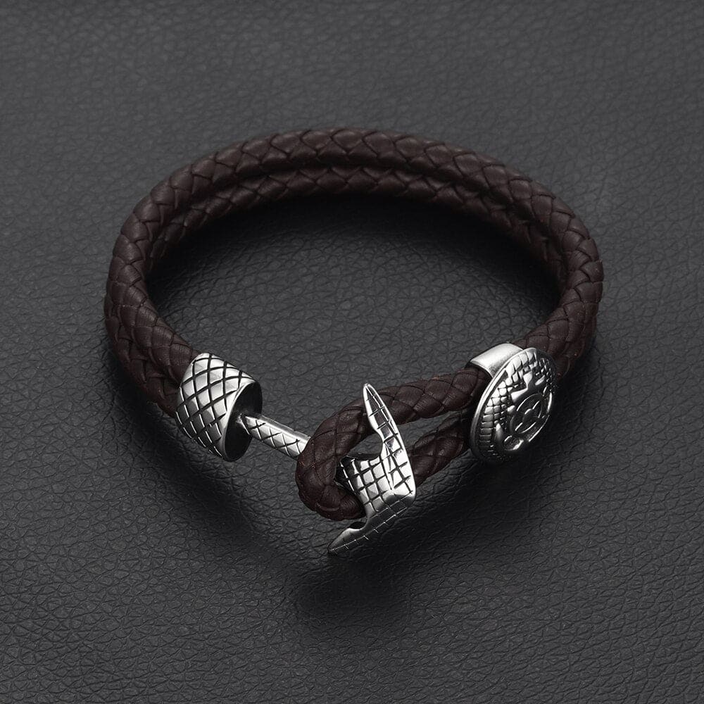 Men’s leather anchor bracelet