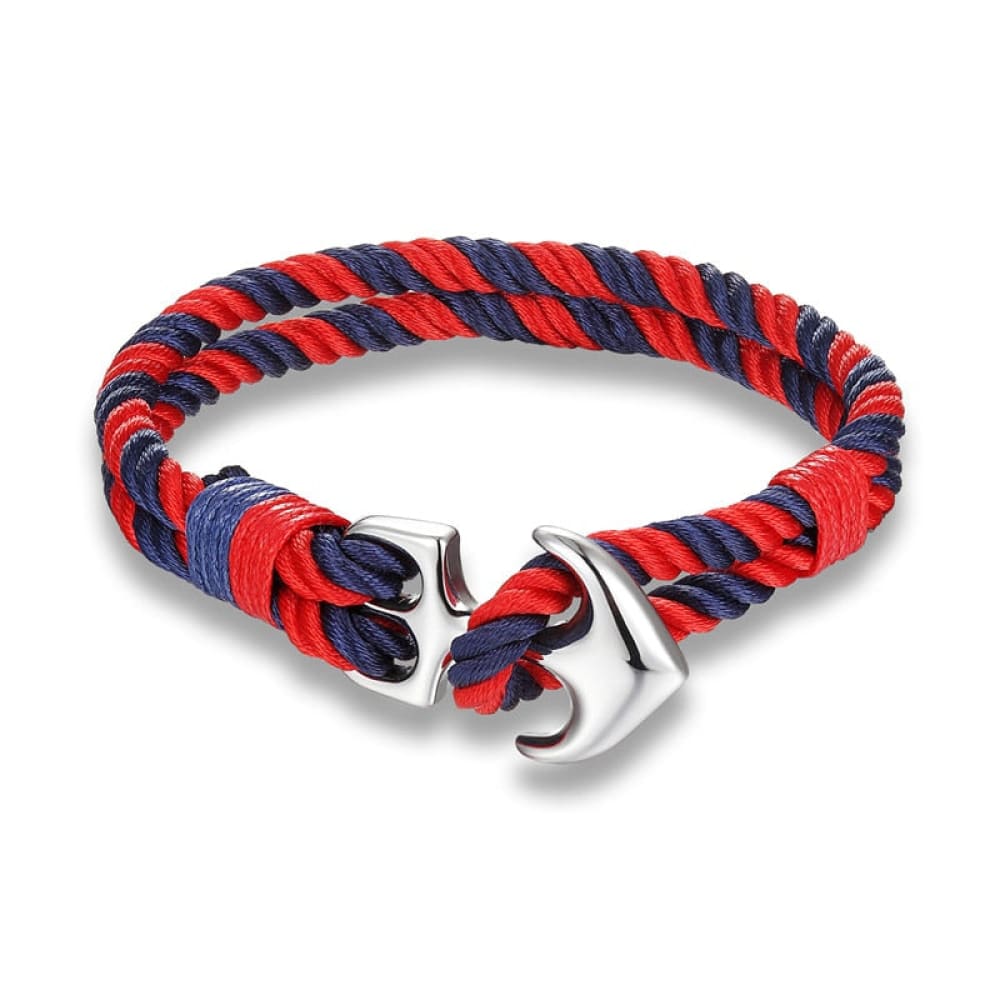 Multicolor Anchor Bracelet - Navy / Red
