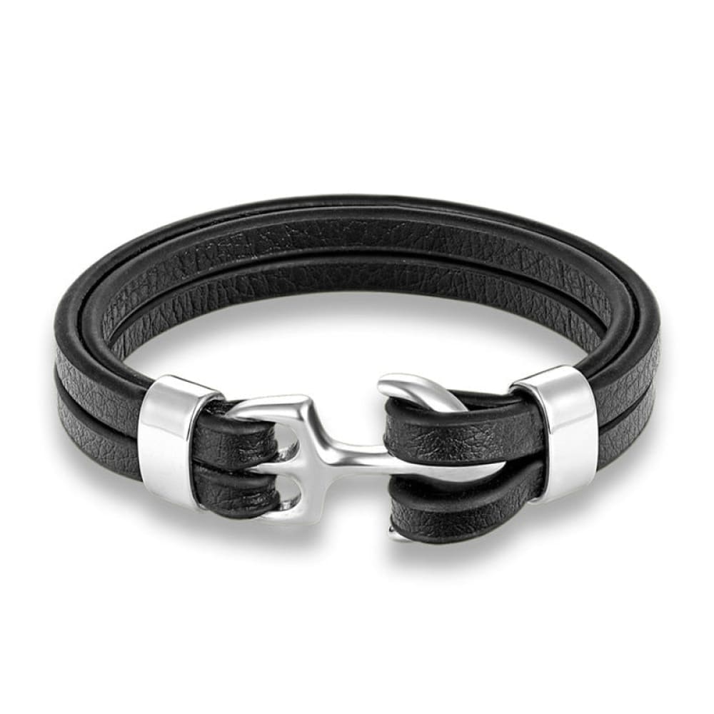 Nautical Anchor Bracelet - Silver Black