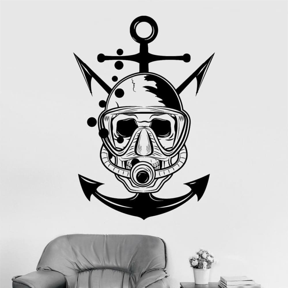Nautical Diver Art Scuba Anchor Wall Sticker