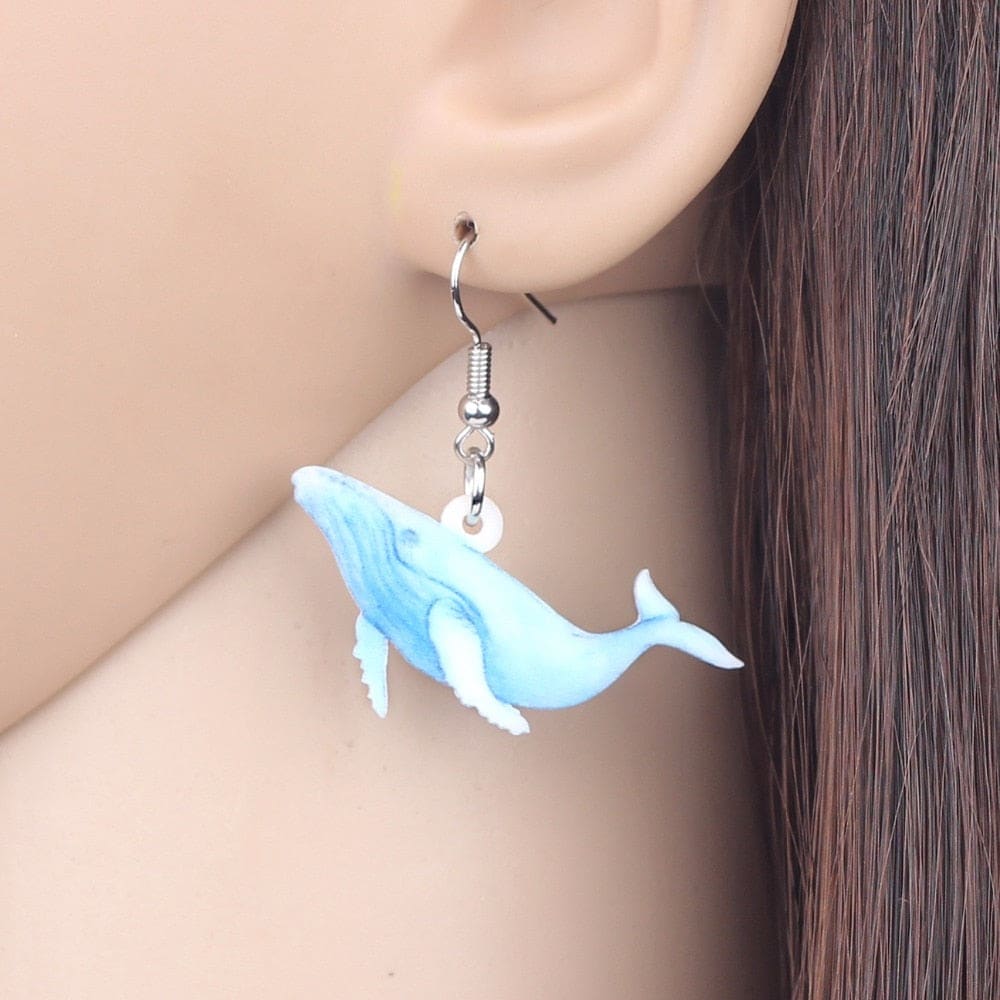Ocean Blue Whale Earrings