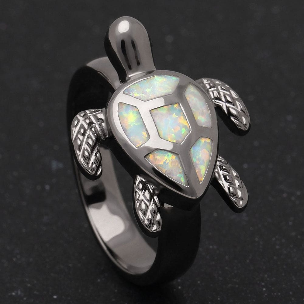 Opal Gem Sea Turtle Ring