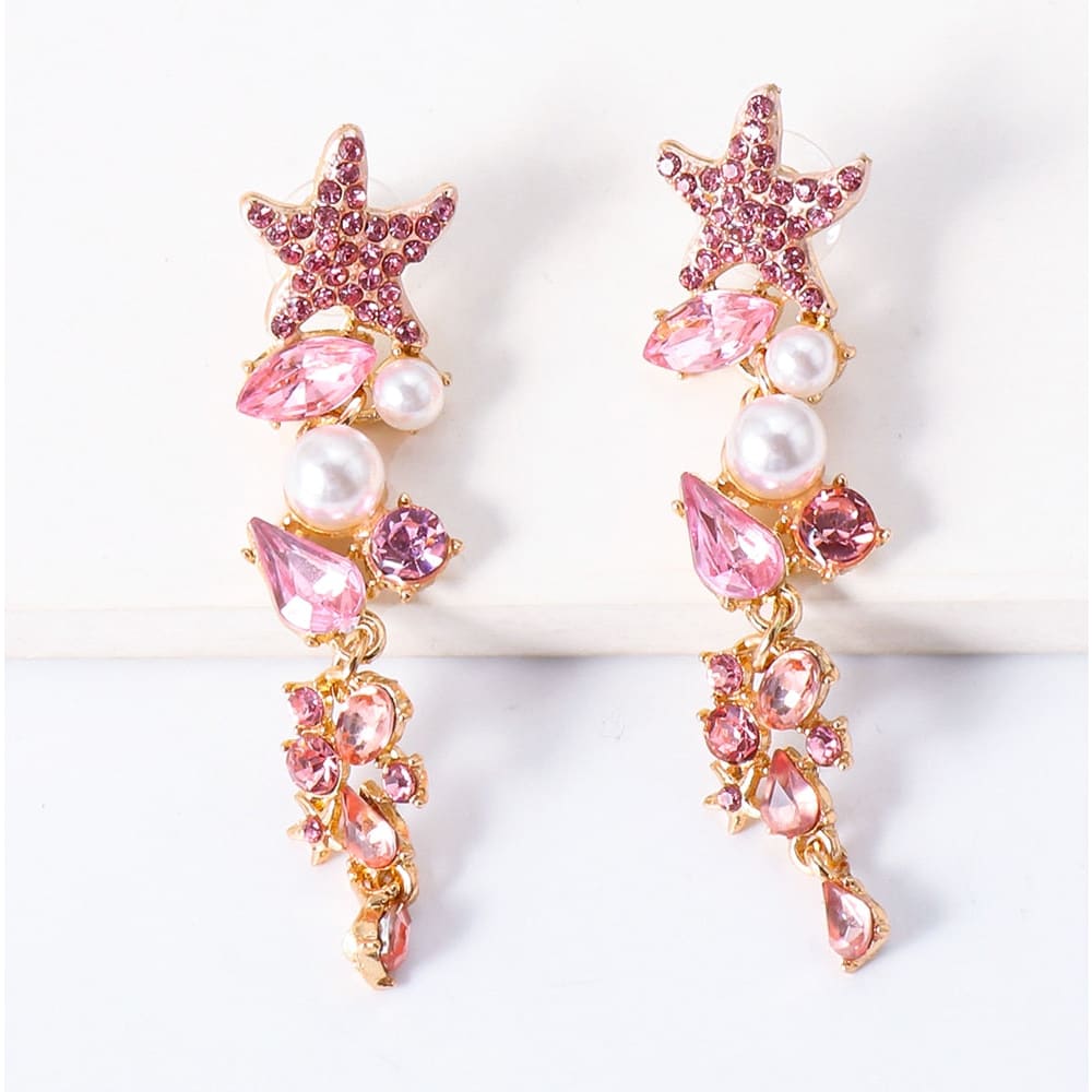 Pearl Crystal Starfish Earrings