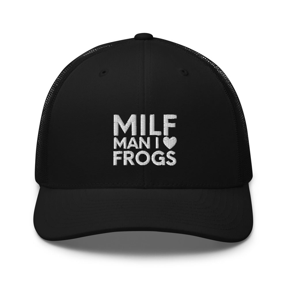 MILF Trucker Cap, Man I Love Frogs Hat, Funny Saying Frog, Funny Animal Hat, Funny Frog Hat, I Love Frogs Hat, MILF cap, Frogs cap, Funny