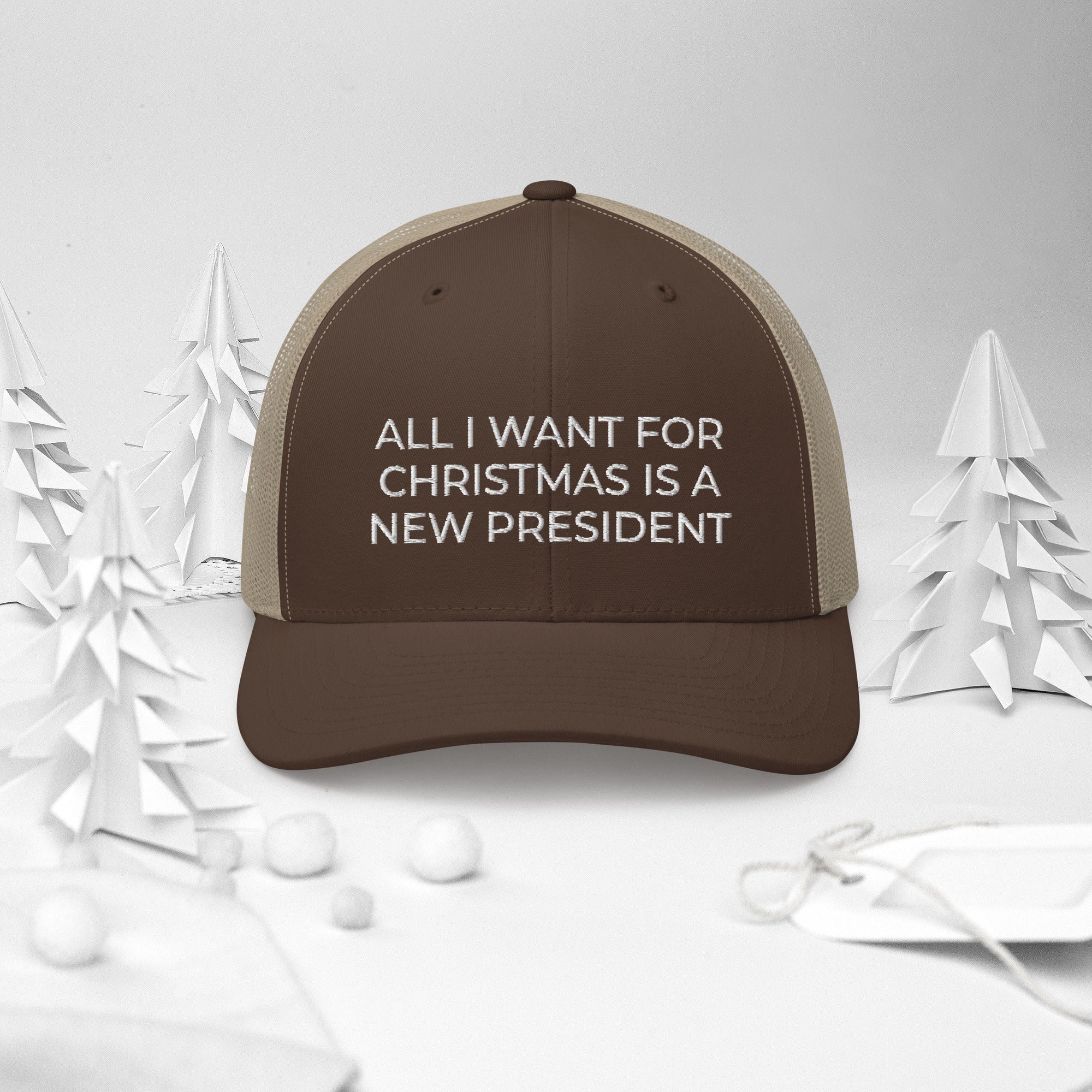 All I Want For Christmas Is A New President, FJB Christmas Trucker Hat, Anti Biden Christmas Cap, Conservative Hat, FJB Hat, Patriot Xmas - Madeinsea©