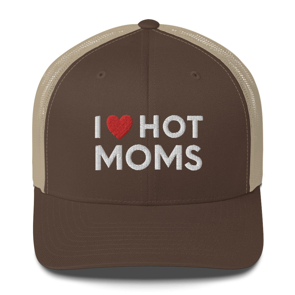 I love hot moms embroidered hat, Funny hot moms hat, hot moms baseball cap, Funny dad hat, Trucker Cap - Madeinsea©