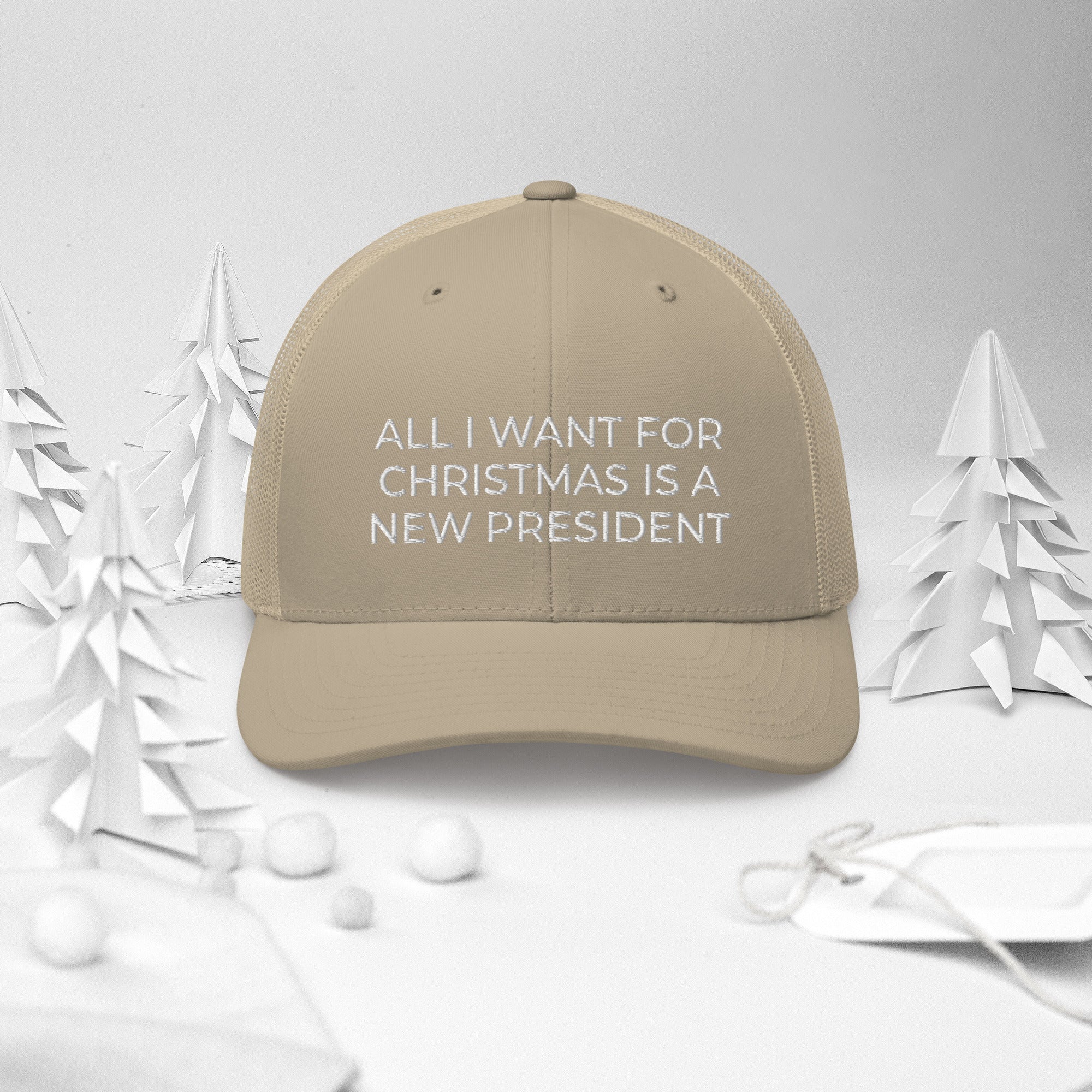 All I Want For Christmas Is A New President, FJB Christmas Trucker Hat, Anti Biden Christmas Cap, Conservative Hat, FJB Hat, Patriot Xmas - Madeinsea©