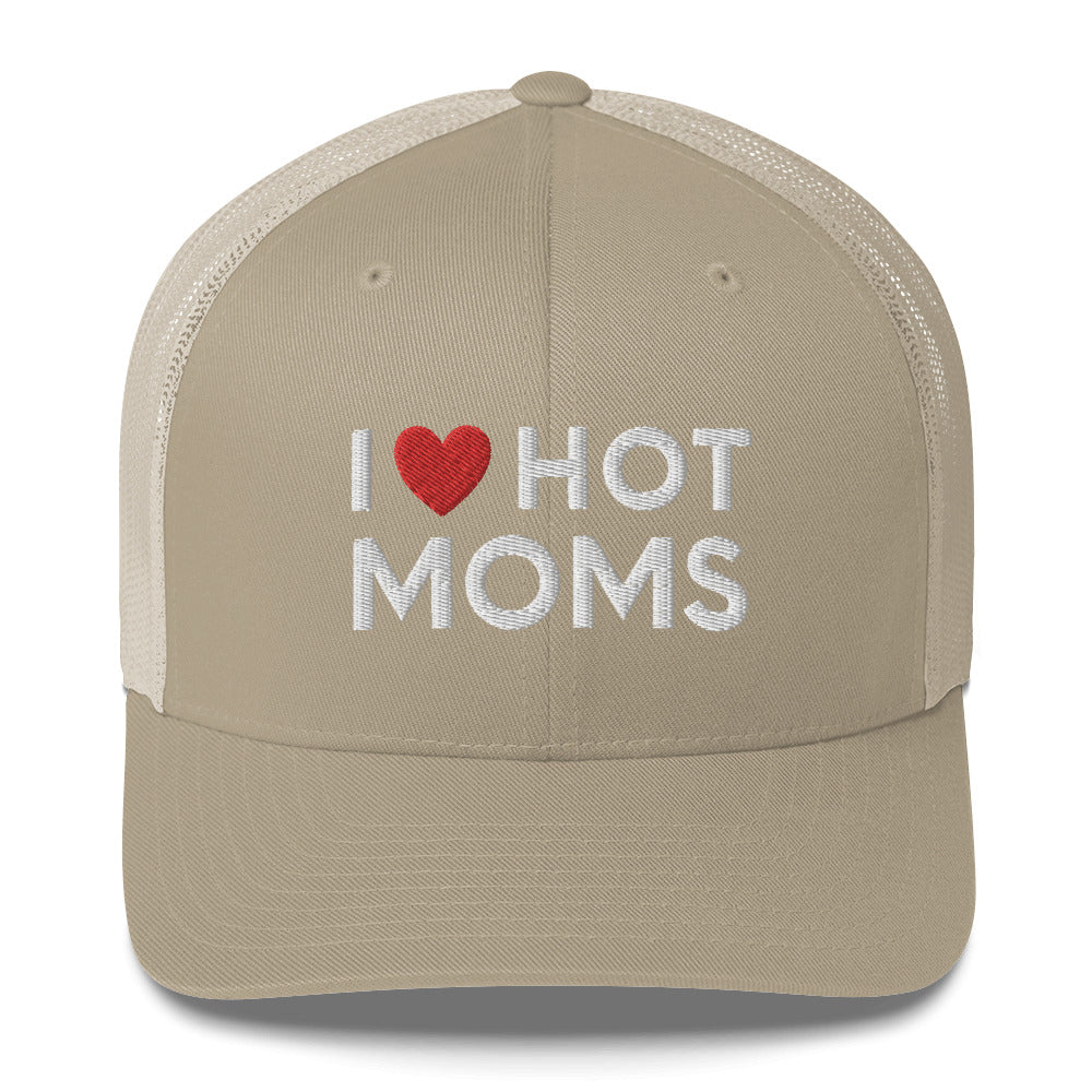 I love hot moms embroidered hat, Funny hot moms hat, hot moms baseball cap, Funny dad hat, Trucker Cap - Madeinsea©