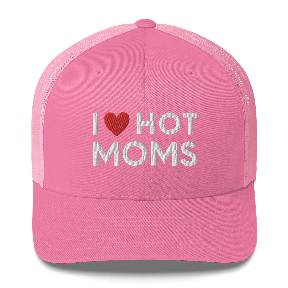 I love hot moms embroidered hat, Funny hot moms hat, hot moms baseball cap, Funny dad hat, Trucker Cap - Madeinsea©