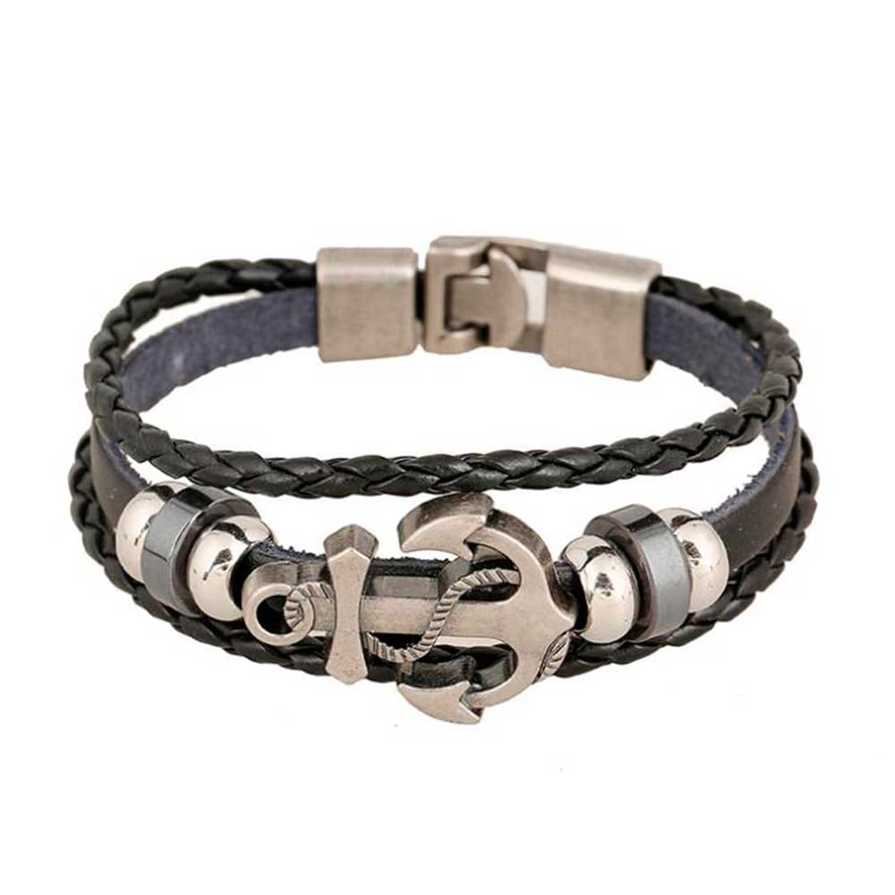 Rope Leather Anchor Bracelet