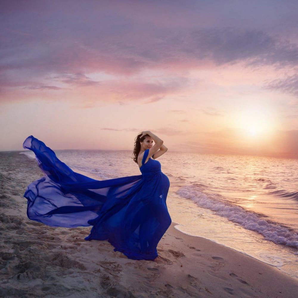 royal blue beach dress Honeymoon Royal Blue Maxi Hawaiian Dress with Hibiscus