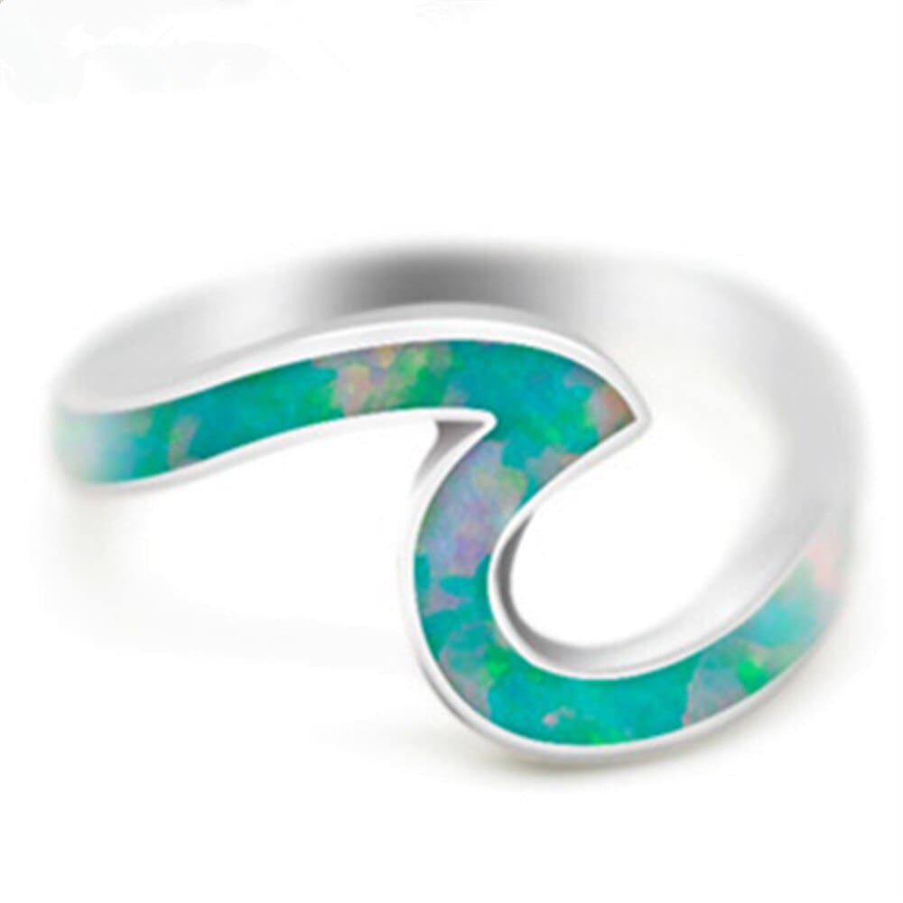 Sea Wave Ring (Blue Opal) - 5 / Green