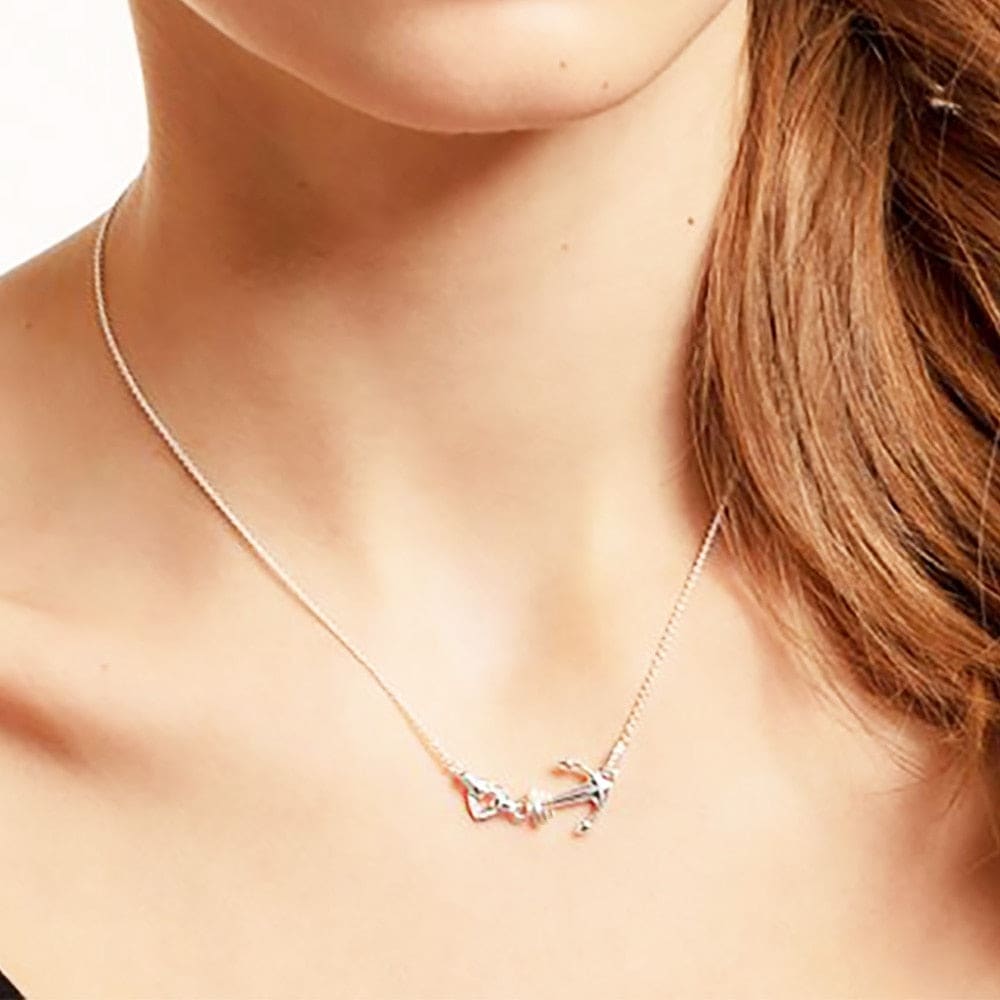 Sideways Heart Anchor Necklace