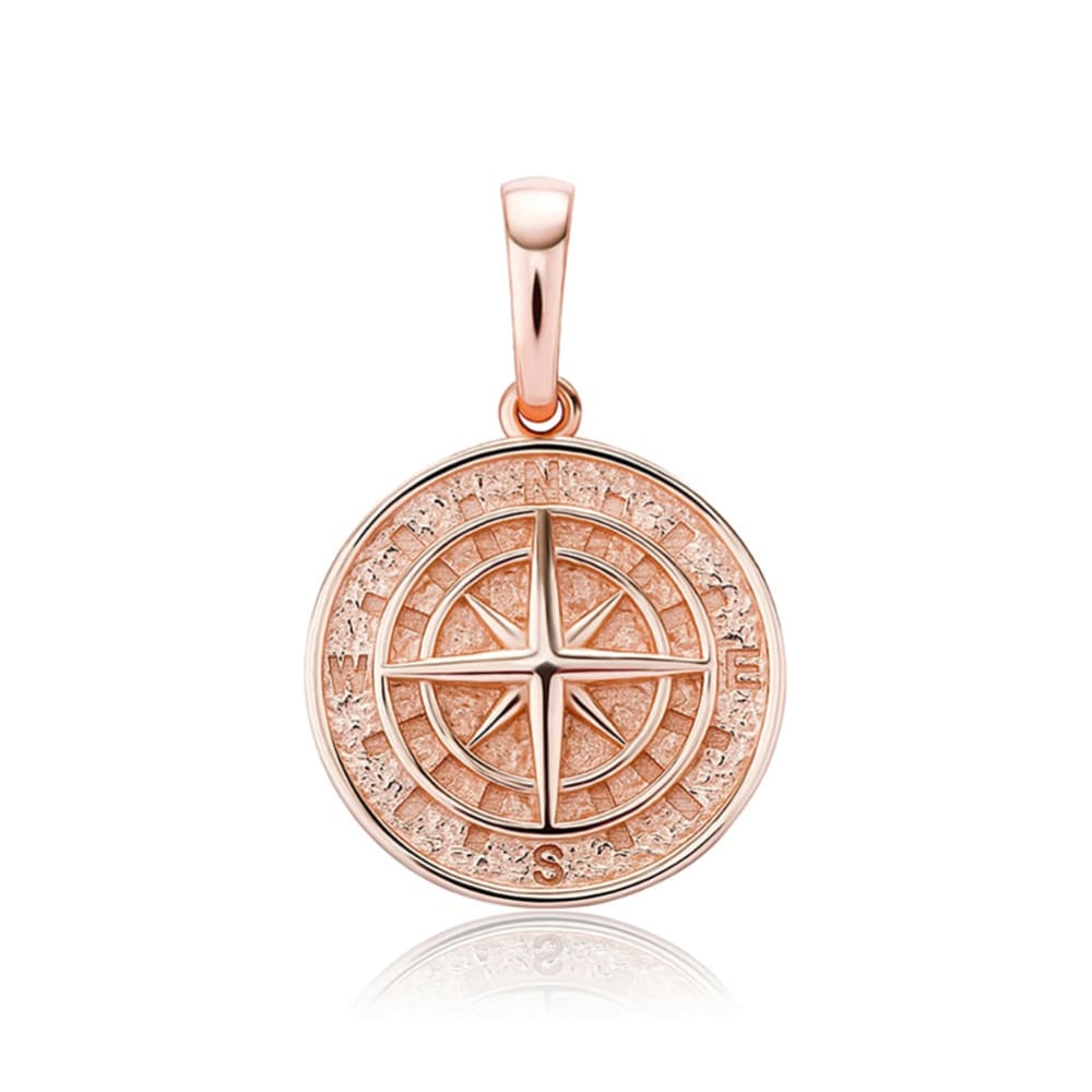 Silver Compass Necklace - Rose Gold