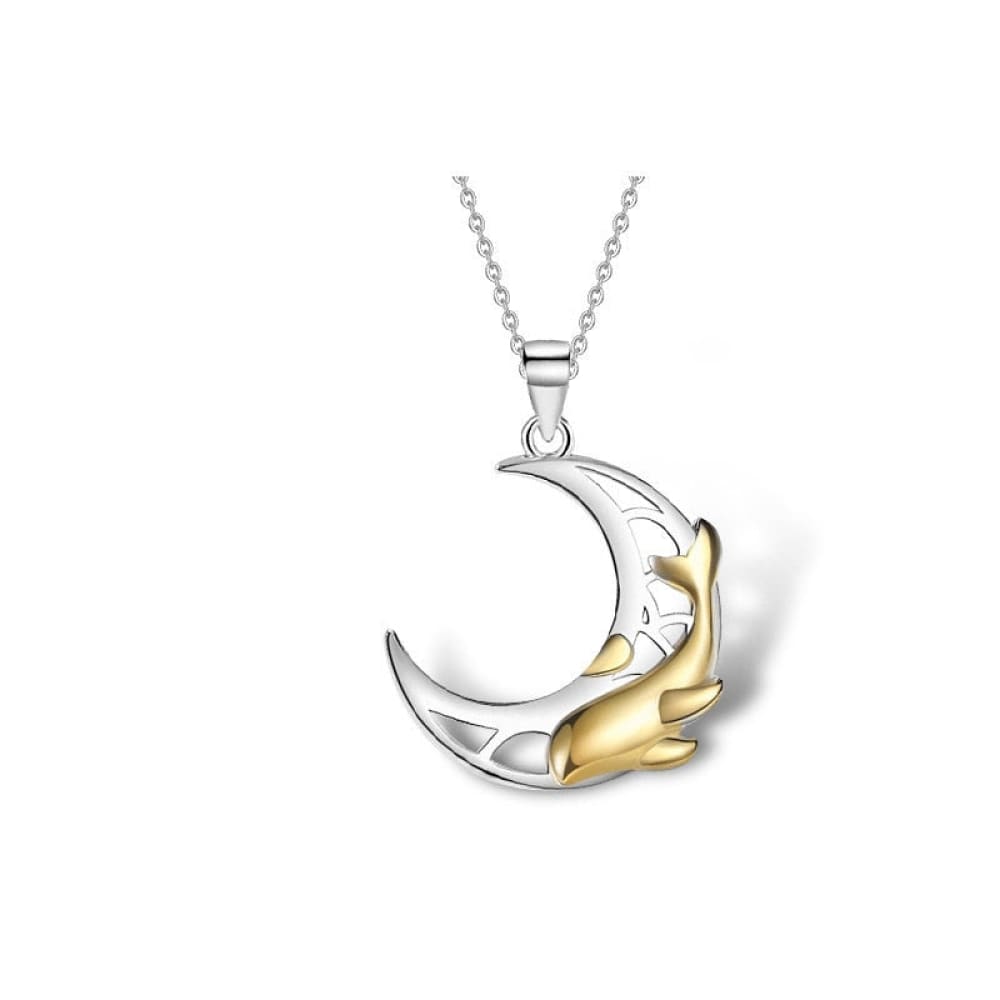 Silver Couple Whale Necklace