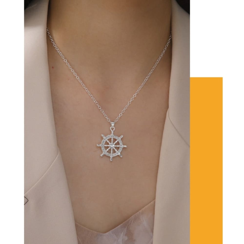 Silver Diamond Compass Necklace
