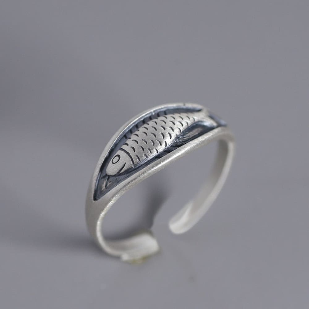Silver Retro Fish Ring