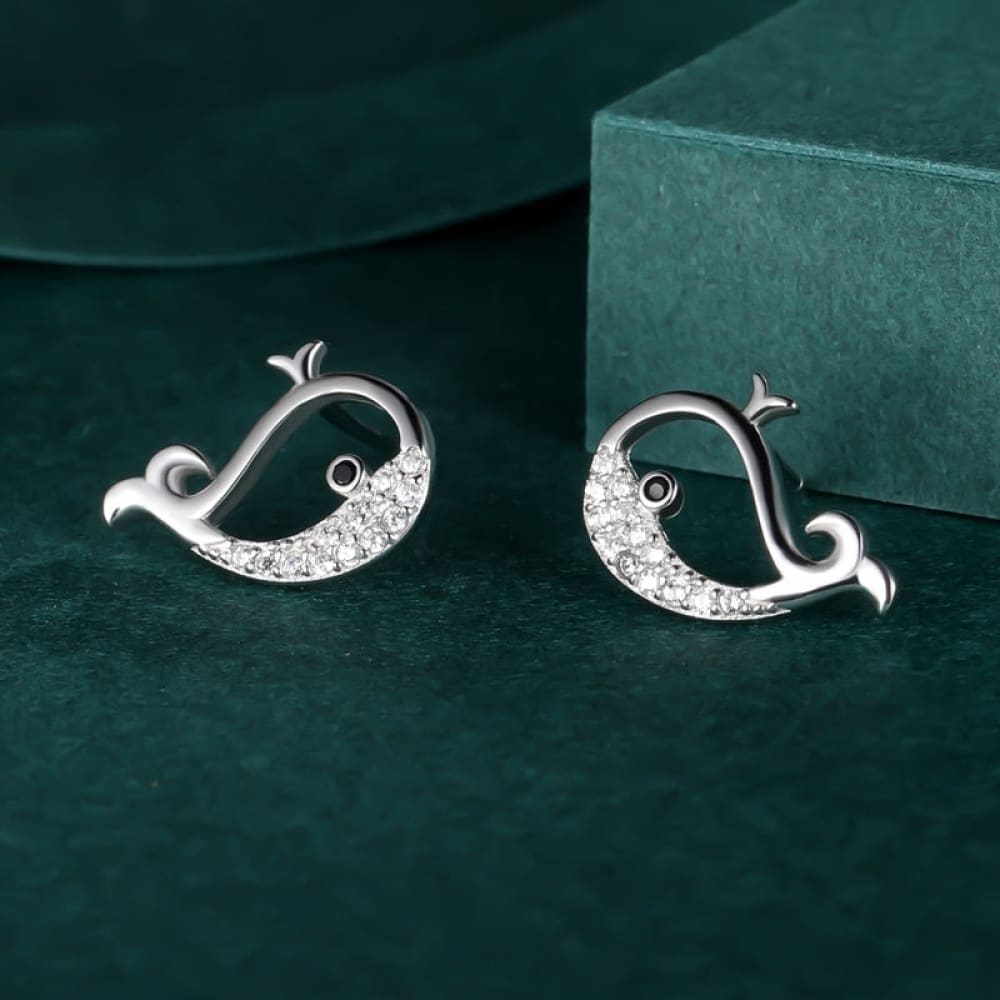 Silver Whale Earrings