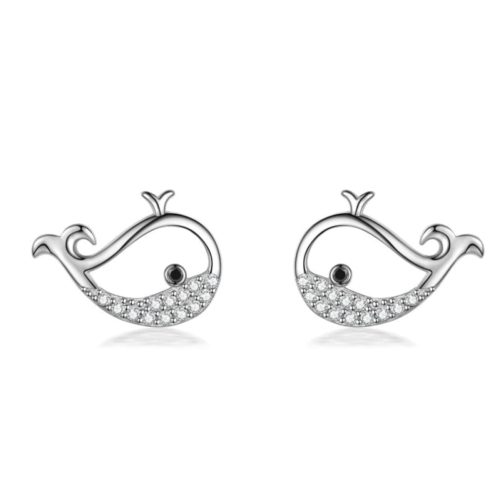 Silver Whale Earrings