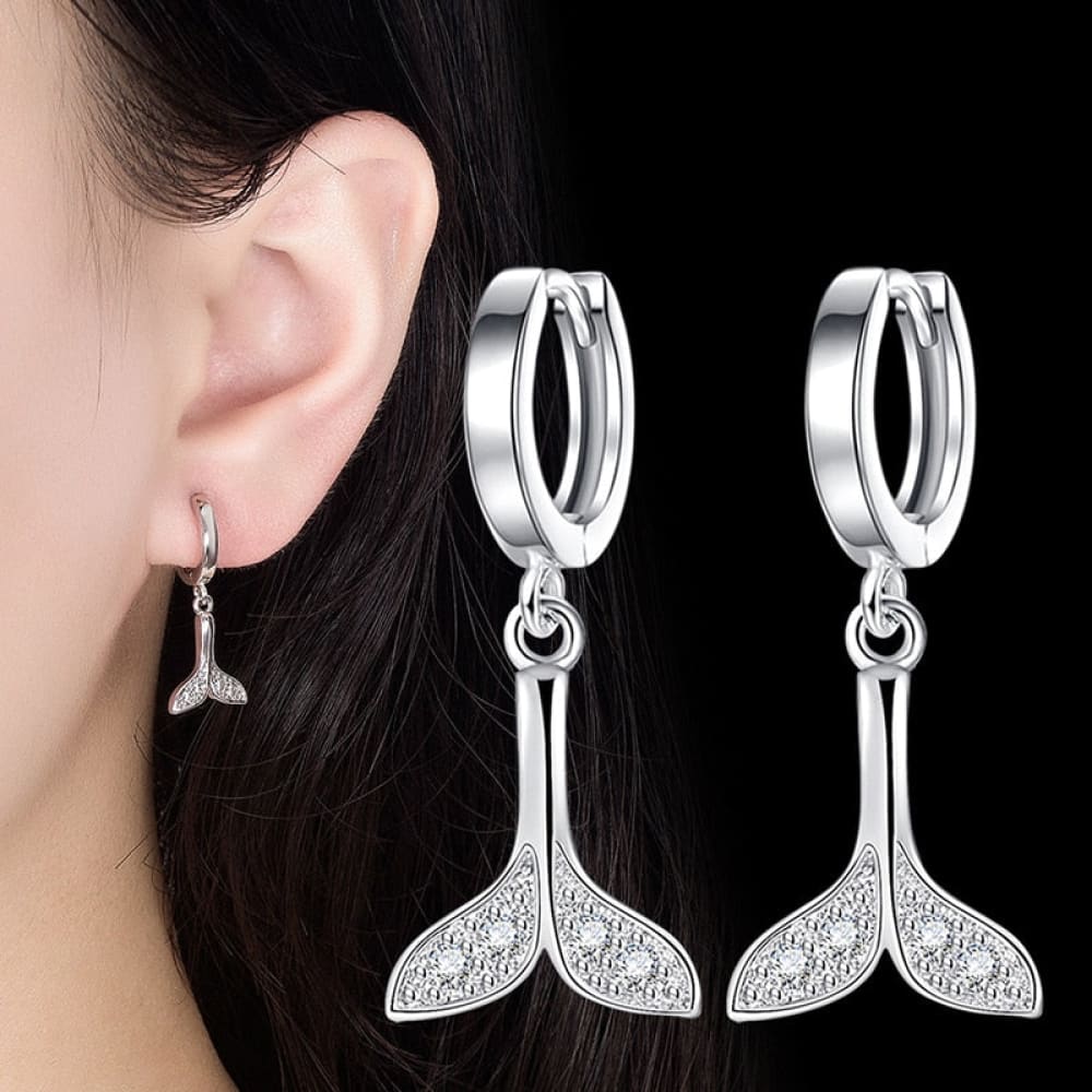 Silver Whale Tail Earrings