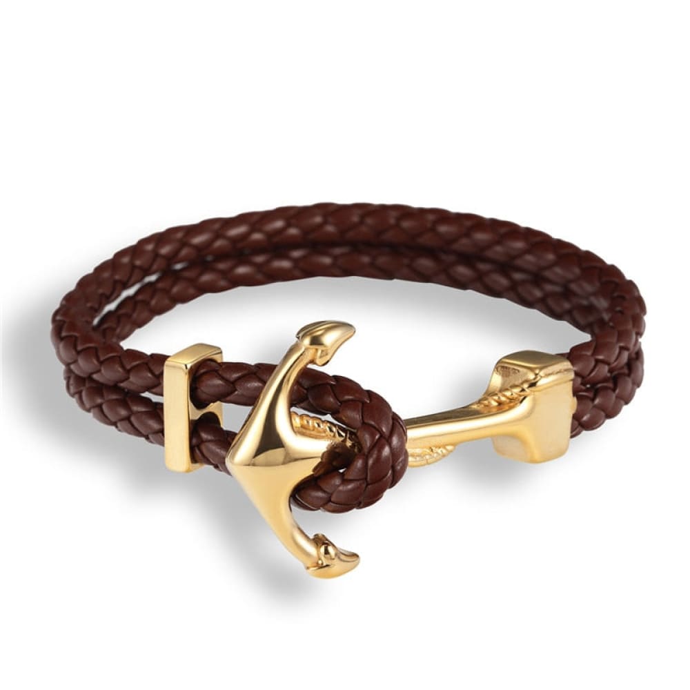 Stainless Steel Anchor Bracelet - Gold Coffee