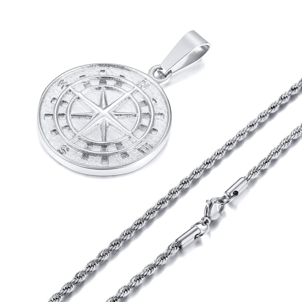 Steel Compass Necklace