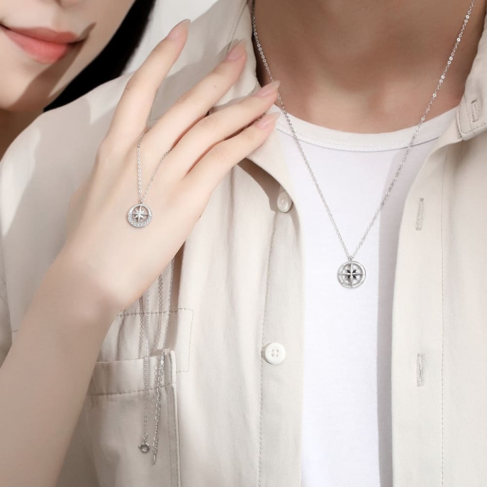 Sterling Silver Compass Necklace