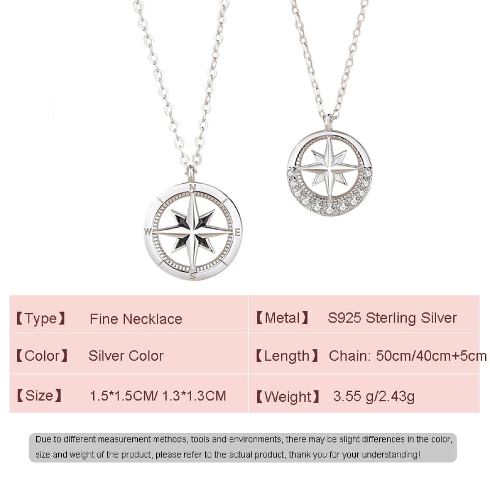 Sterling Silver Compass Necklace